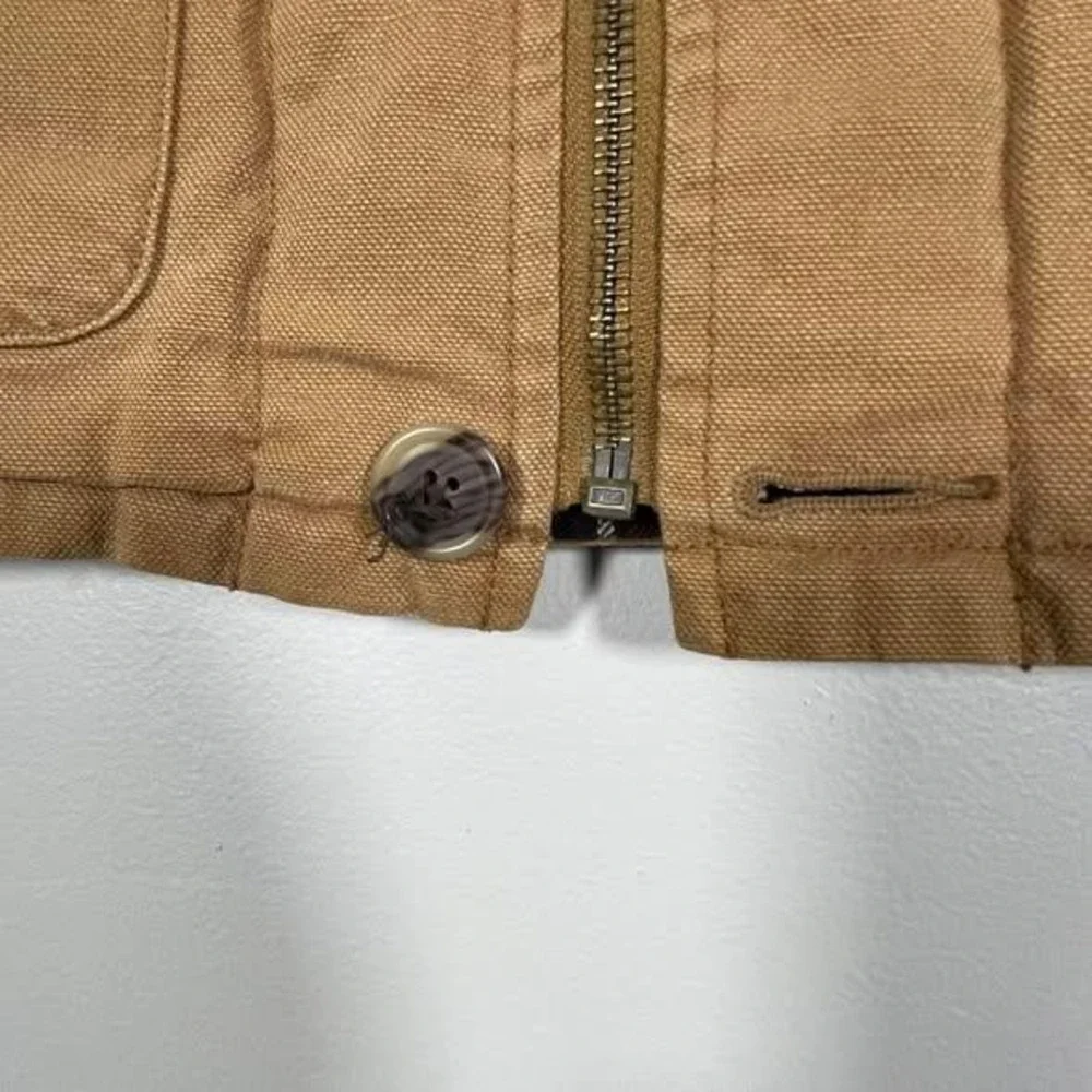 VTG Banana Republic Canvas Field Vest Men LG Hunting Utility Tan Plaid Lined USA